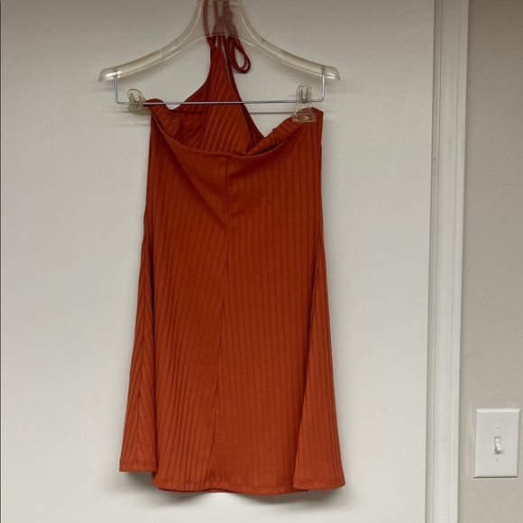 Rust Halter Ribbed Slip Dress - Picture 2 of 2